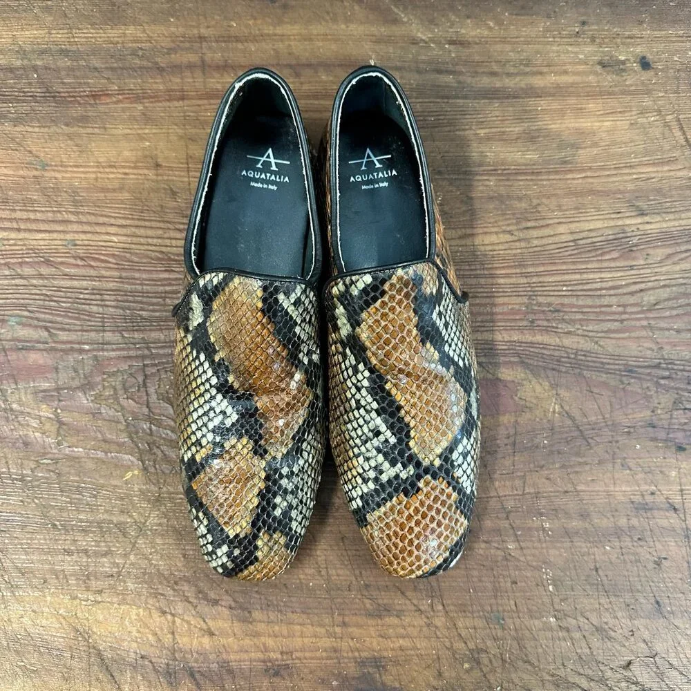 Aquatalia Revy Snake Embossed Weatherproof Loafer 7.5